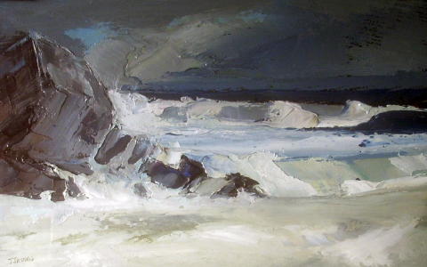 cold surf gray rocks